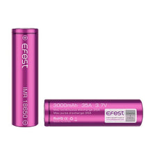Load image into Gallery viewer, Efest 18650 IMR 3000mAh 35A 3.7V LiMN Battery - Purple Flat Top (2 pack+case)