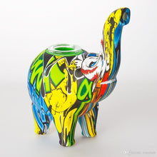 Load image into Gallery viewer, Pop Art Printed Elephant Silicone Water Pipe w/ Glass Bowl - 4.9" inch