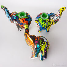 Load image into Gallery viewer, Pop Art Printed Elephant Silicone Water Pipe w/ Glass Bowl - 4.9" inch