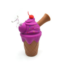 Load image into Gallery viewer, Ice Cream Cone Silicone Mini Bubbler Water Pipe with Glass Bowl Insert
