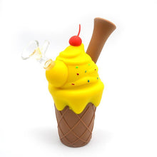 Load image into Gallery viewer, Ice Cream Cone Silicone Mini Bubbler Water Pipe with Glass Bowl Insert

