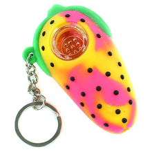 Load image into Gallery viewer, Strawberry Short Baked Silicone Pipe Pendant  Keychain w/ Glass Bowl
