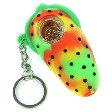 Load image into Gallery viewer, Strawberry Short Baked Silicone Pipe Pendant  Keychain w/ Glass Bowl
