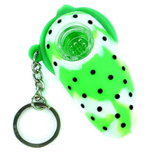 Load image into Gallery viewer, Strawberry Short Baked Silicone Pipe Pendant  Keychain w/ Glass Bowl
