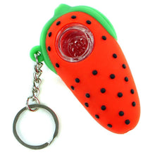 Load image into Gallery viewer, Strawberry Short Baked Silicone Pipe Pendant  Keychain w/ Glass Bowl
