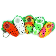 Load image into Gallery viewer, Strawberry Short Baked Silicone Pipe Pendant  Keychain w/ Glass Bowl
