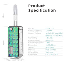 Load image into Gallery viewer, Vapmod Rock 710 Vape Battery Key Fob for 510 Oil Cartridges (650mAh)
