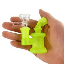Load image into Gallery viewer, Glow in The Dark Glass Mini Water Pipe Bubbler with Glass Bowl Carb

