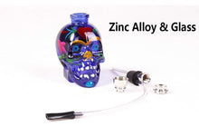 Load image into Gallery viewer, Hand-Painted Skull Glass Recycler Water Smoking Pipe
