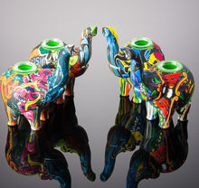 Load image into Gallery viewer, Pop Art Printed Elephant Silicone Water Pipe w/ Glass Bowl - 4.9&quot; inch
