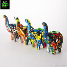 Load image into Gallery viewer, Pop Art Printed Elephant Silicone Water Pipe w/ Glass Bowl - 4.9&quot; inch
